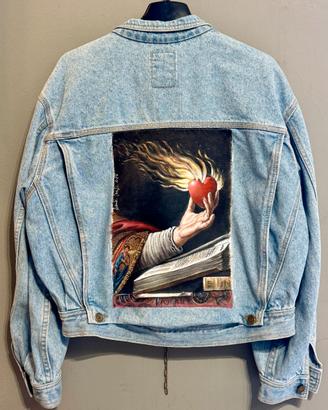 Giacca di Jeans Denim dipinta a mano Vintage
