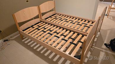 Letti singoli in legno con doghe – sovrapponibili