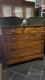 Cassettiera d'epoca in legno massello
