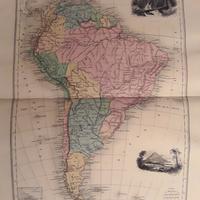Carta geografica metà Ottocento America del Sud