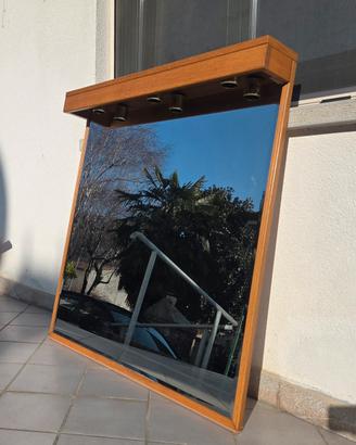 Specchio con cornice e faretti 105x114