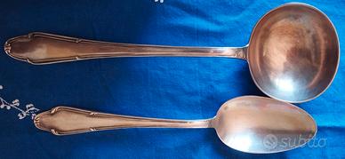 Set 2 Posate Vintage Argentate Cucchiaio + Mestolo