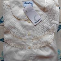 Camicia da notte ecru manica lunga