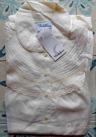 Camicia da notte ecru manica lunga