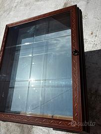 Vetrinetta da parete in legno con specchio