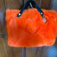 Pochette arancione pelliccia ecologica nuova