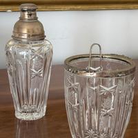 Cestello ghiaccio e shaker vintage in cristallo