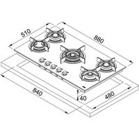 PIANO COTTURA A GAS VETRO CERAMICA 5 FUOCHI FRANKE