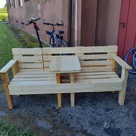 PANCHINA IN LEGNO CON TAVOLINO