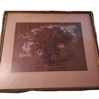 Quadro antico 1884 paesaggio con Albero