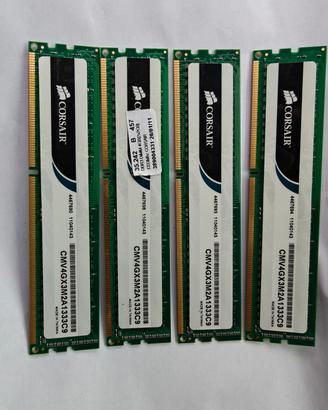 4X RAM DDR3 DIMM 1333 MHZ CORSAIR 2GB L'UNA 