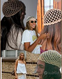 Cuffietta rete - mesh hat - uncinetto e pajettes
