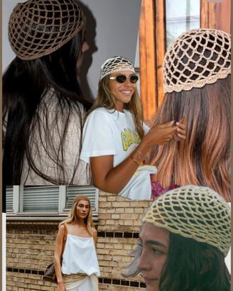 Cuffietta rete - mesh hat - uncinetto e pajettes