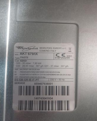 Piano cottura gas 4 fuochi