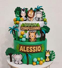 Torta scenografica animali giungla 