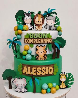 Torta scenografica animali giungla 