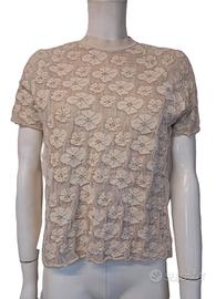 Maglia maniche corte , floreale , seta e cotone