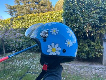 Casco moto vespa Bye aperto con visiera margherite