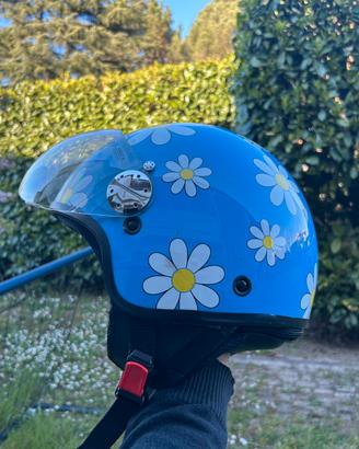 Casco moto vespa Bye aperto con visiera margherite