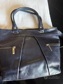 Yuri in blu notte borsa in vera pelle