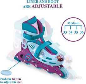 Pattini in linea Frozen con kit gomitiere e ginoc