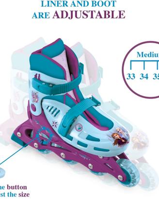 Pattini in linea Frozen con kit gomitiere e ginoc