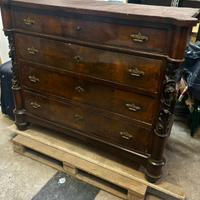 Comò Antico Noce con Piano in Marmo