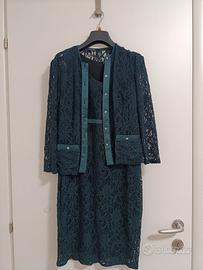 Completo elegante pizzo verde Massimiliano Milano