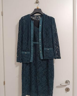 Completo elegante pizzo verde Massimiliano Milano