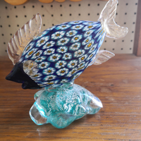 VETRO MURANO, pesce con murrine e foglia d'oro