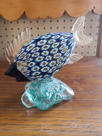 VETRO MURANO, pesce con murrine e foglia d'oro