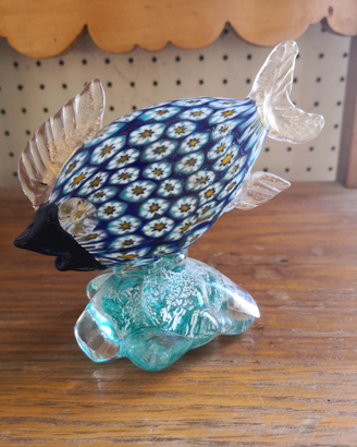VETRO MURANO, pesce con murrine e foglia d'oro
