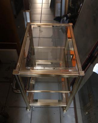 Carrello o tavolino con ruote 3 ripani in ottone