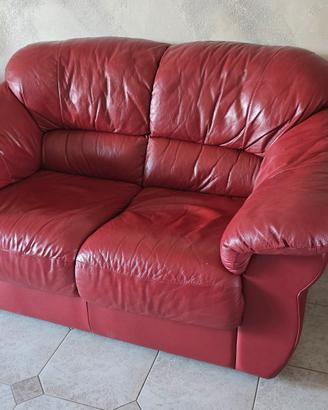 Divanetto 2 posti in pelle Rosso Cartier 