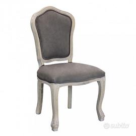 Sedia Vintage Legno Massello Cucina Pranzo Taupe