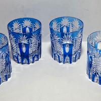 Set 4 Bicchieri da Whisky in Cristallo Blu 1960/70