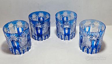 Set 4 Bicchieri da Whisky in Cristallo Blu 1960/70