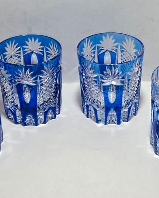 Set 4 Bicchieri da Whisky in Cristallo Blu 1960/70