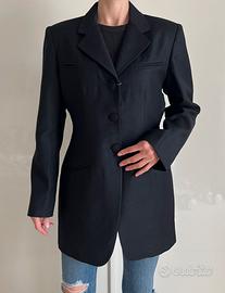 Blazer nero 100% lana vergine avvitato nuovo L