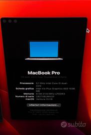 Macbook Pro 2017 13'' Touchbar Buone Cond. LEGGERE