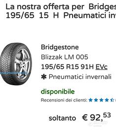pneumatici invernali 195-65 r15