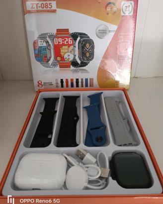 Smartwatch con 4 Cinturini Colorati + Cuffie Bluet