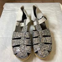 Sandalo basso bianco con brillantini