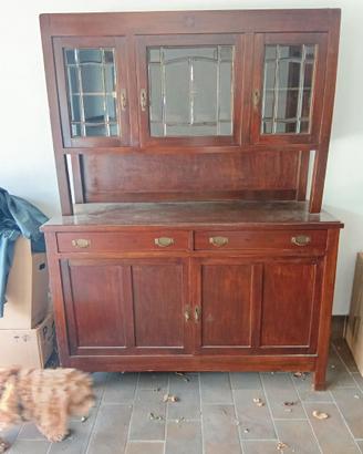 credenza antica in legno anni 50 con vetrinetta