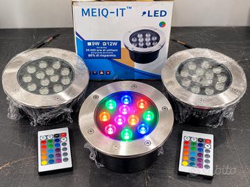 3 Faretti Led RGB calpestabili incasso 12W Telecom