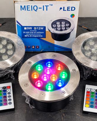 3 Faretti Led RGB calpestabili incasso 12W Telecom