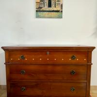 Comò stile Impero in legno massello con secretaire