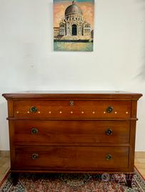 Comò stile Impero in legno massello con secretaire