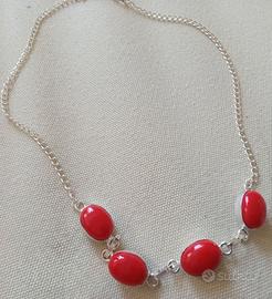 Collana girocollo argento e corallo