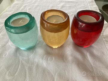 3 portacandele in vetro